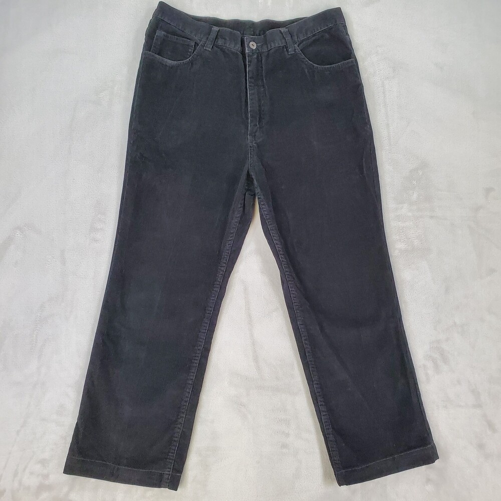 Vintage Club Monaco Corduroy Pants Men 35x26 Classic Fit Black High Rise Trouser